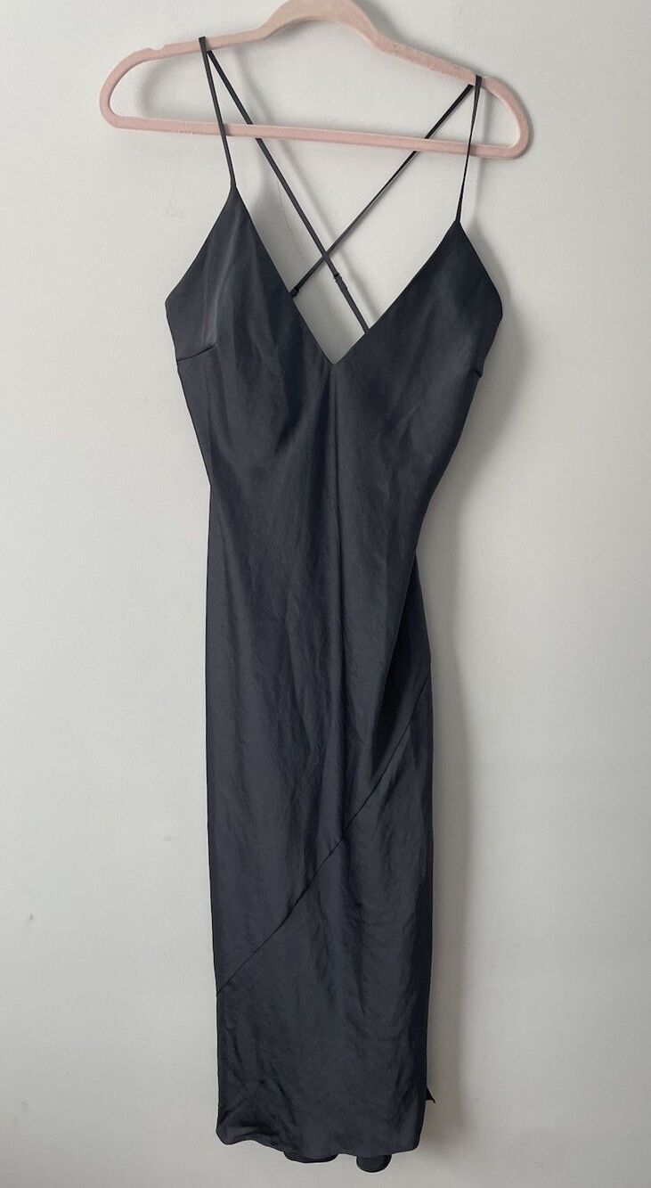 aritzia Wilfred Medium Gray Slip Dress 90s Y2K Friends Buffy